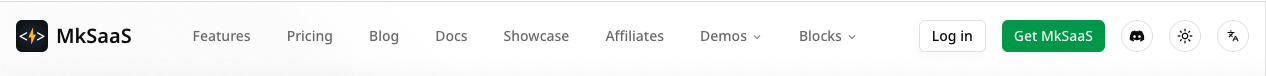 mksaas 预置header